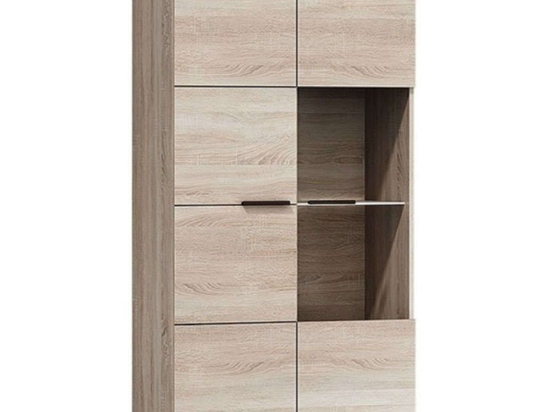 Βιτρίνα 36134-LN-SV Φυσικό 80x158x37cm Μοριοσανίδα,Γυαλί