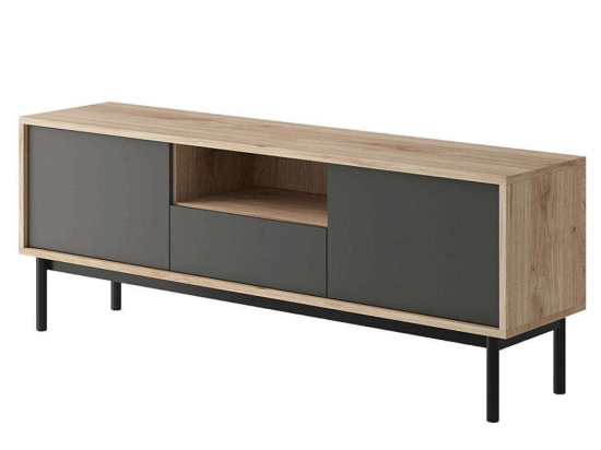Έπιπλο Τηλεόρασης Με Ράφι  02108-BS-TV 154x57x39cm Natural-Anthracite Μοριοσανίδα
