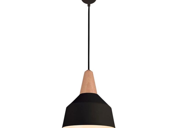 Φωτιστικό Οροφής 180088 Black Matt Μέταλλο,Ξύλο