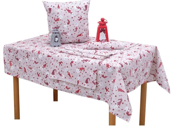 Τραπεζομάντηλο Χριστουγεννιάτικο Σχ 4446 White-Red Viopros 140X220