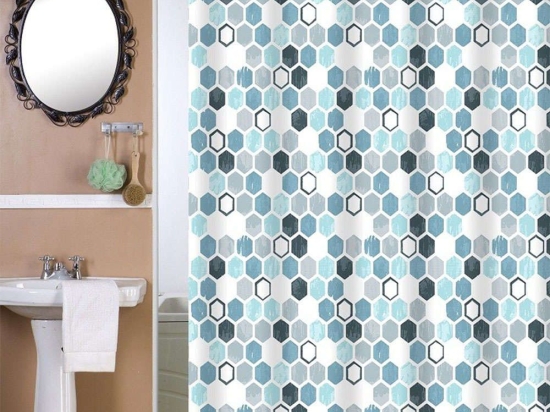 Κουρτίνα Μπάνιου Υφασμάτινη Σχ. Νόβα Blue Viopros 180Πx180Υ 180x180cm Πολυέστερ