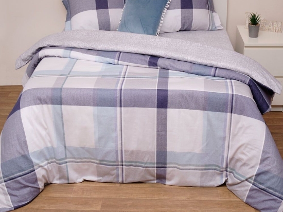 Κουβερλί Κούπερ Σετ 3τμχ Blue Viopros Υπέρδιπλo 220x240cm 100% Βαμβακοσατέν