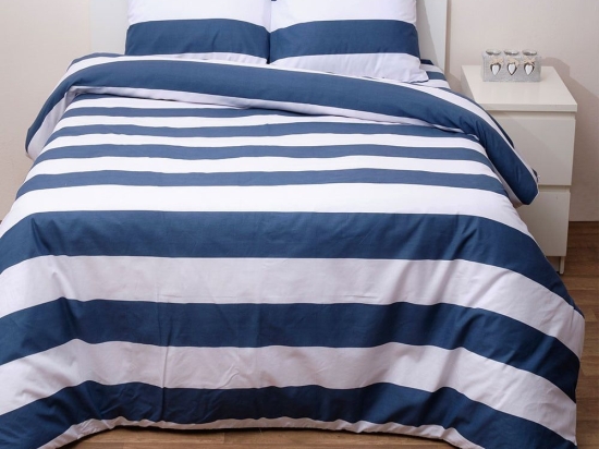 Παπλωματοθήκη Μικέλ Σετ 3τμχ Blue Viopros Υπέρδιπλο 220x240cm 100% Βαμβάκι