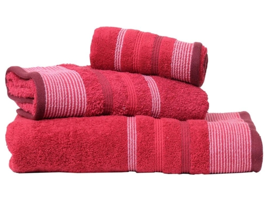 Πετσέτες Χαβάη Σετ 3τμχ Red Viopros Σετ Πετσέτες 70x140cm 100% Βαμβάκι