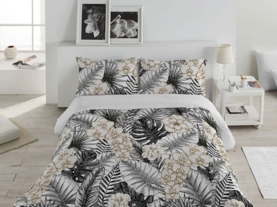 Σεντόνια Orchid Με Λάστιχο (Σετ 4τμχ) White-Black Anna Riska Υπέρδιπλo 100% Βαμβακοσατέν