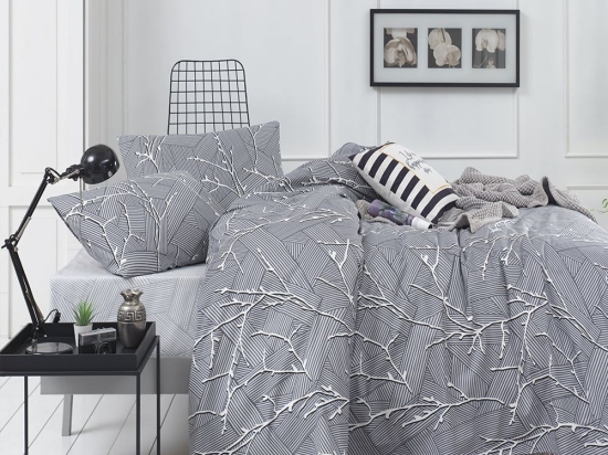Σεντόνια Premium 5003 (Σετ 3τμχ) Grey Anna Riska Ημίδιπλο 180x260cm 100% Βαμβάκι