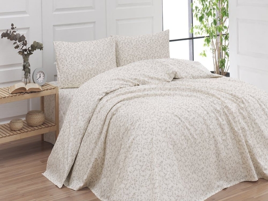 Σεντόνια 2542 (Σετ 3τμχ) Grey Viopros Μονό 175x260cm 100% Βαμβάκι