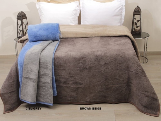 Κουβέρτα Δίχρωμη Polycotton Ciel-Grey Viopros Υπέρδιπλo 210x240cm Ακρυλικό-Πολυέστερ