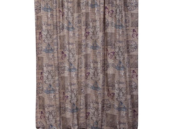Κουρτίνα Mε Τρέσα Βίνταζ Brown Viopros 135x270 Πολυέστερ