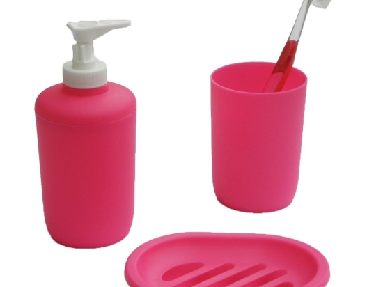 Αξεσουάρ Μπάνιου (Σετ 3τμχ) Fuchsia Viopros Πολυπροπυλένιο