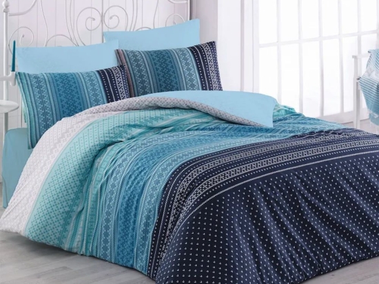 Κουβερλί Dream 7004 (Σετ 3τμχ) Blue Anna Riska Υπέρδιπλο 220x240cm 100% Βαμβακερό Περκάλι