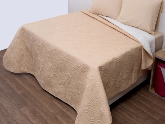 Κουβερλί Σόνικ Beige-Ecru Viopros Υπέρδιπλο 220x240cm Microfiber-Polyester