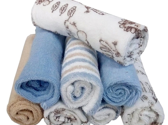 Λαβέτες Βρεφικές Φροτέ Βελουτέ 192 (Σετ 8τμχ) Beige-Blue Viopros Σετ Πετσέτες 23x23cm Βαμβάκι-Πολυέστερ