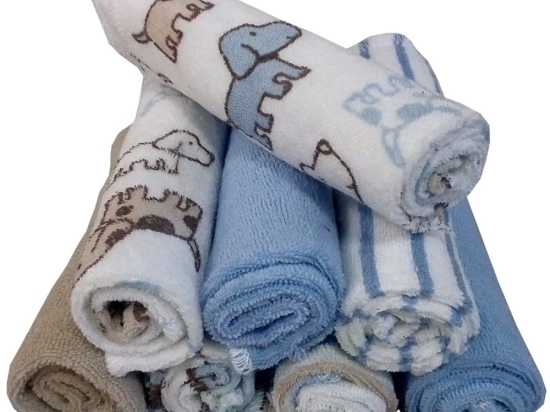 Λαβέτες Βρεφικές Φροτέ Βελουτέ 194 (Σετ 8τμχ) Beige-Blue Viopros Σετ Πετσέτες 23x23cm 100% Βαμβάκι