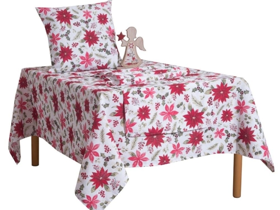 Τραπεζομάντηλο Χριστουγεννιάτικο 4448  White-Red Viopros 140Χ140