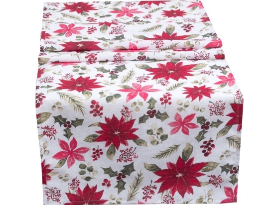 Runner Χριστουγεννιάτικα 4448 (Σετ 2τμχ)  White-Red Viopros 40X150