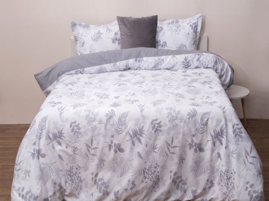 Κουβερλί Satin 4003 (Σετ 3τμχ) White-Grey Anna Riska Υπέρδιπλo 220x240cm 100% Βαμβακοσατέν