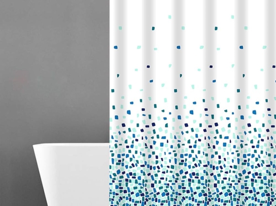 Κουρτίνα Μπάνιου 509 White-Blue Anna Riska 180Πx180Υ 180x180cm Πολυέστερ