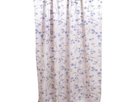 Κουρτίνα Ρούμπι Με Τρέσα Blue Viopros 140X270cm 140x270cm Βαμβάκι-Πολυέστερ