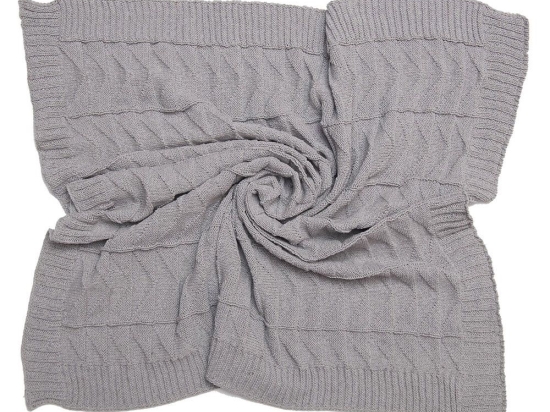 Κουβέρτα Βρεφική Νόλαν Πλεκτή Grey Viopros Αγκαλιάς 100% Βαμβάκι