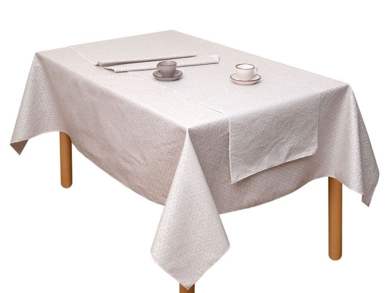 Τραπεζομάντηλο Αλέκιαστο Κορίνα Beige Viopros 160X280 Βαμβάκι-Πολυέστερ