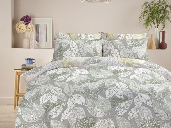 Σεντόνια 833 Με Λάστιχο (Σετ 3τμχ) Grey-Green Viopros Μονό 100x225 Βαμβάκι-Πολυέστερ