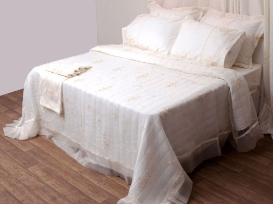 Κουβερλί 3330 Ecru (Σετ 3τμχ) Ecru Viopros Υπέρδιπλo 240x250cm Microfiber