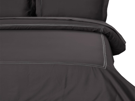 Σεντόνια Satin Embroidered Classico 4 (Σετ 4τμχ) Anthracite Anna Riska Υπέρδιπλo 240x270cm 100% Βαμβακοσατέν