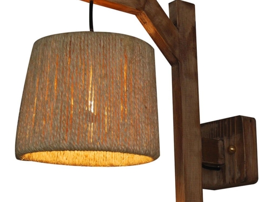 Φωτιστικό Τοίχου - Απλίκα HL-304W 77-3131 Silas Natural Homelighting Ξύλο,Ύφασμα