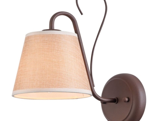 Φωτιστικό Τοίχου - Απλίκα 77-3669 E005-1 Senso Brown & Beige Shade Homelighting Μέταλλο,Ύφασμα