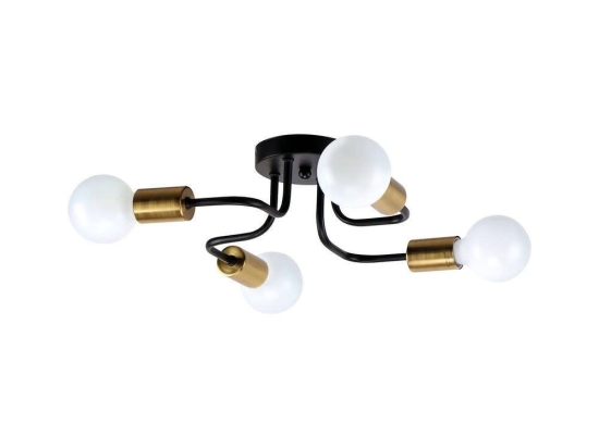 Φωτιστικό Οροφής-Πλαφονιέρα Miles 77-8097 42x42x13 Black-Brass Gold Homelighting Μέταλλο