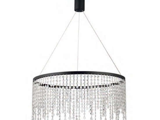 Φωτιστικό Οροφής 77-8136 Led 60cm Crescendo Black Homelighting Κρύσταλλο,Μέταλλο