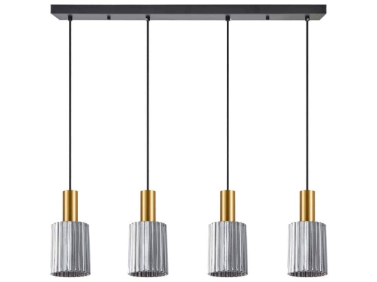Φωτιστικό Οροφής - Ράγα Adept Tube 77-8580 85x300cm 4xE27 60W Gold-Smoke Homelighting Μέταλλο,Γυαλί