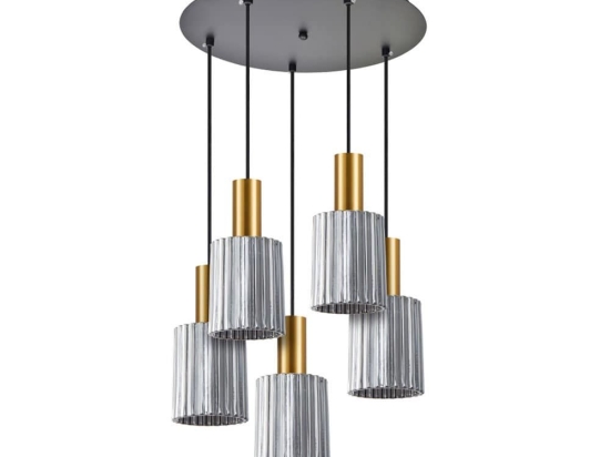 Φωτιστικό Οροφής Κρεμαστό Adept Tube 77-8579 40x300cm 4xE27 60W Gold-Smoke Homelighting Μέταλλο,Γυαλί