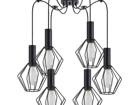 Φωτιστικό Οροφής Adept Tube 77-8527 65x65x300cm 6xE27 60W Black Homelighting