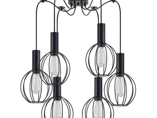 Φωτιστικό Οροφής Adept Tube 77-8534 55x55x300cm 6xE27 60W Black Homelighting