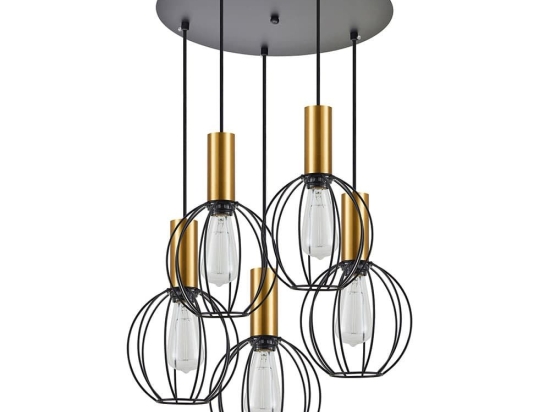 Φωτιστικό Οροφής Adept Tube 77-8629 43x43x300cm 5xE27 60W Black-Gold Homelighting