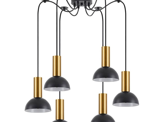 Φωτιστικό Οροφής Adept Tube 77-8646 50x50x300cm 6xE27 60W Black-Gold Homelighting