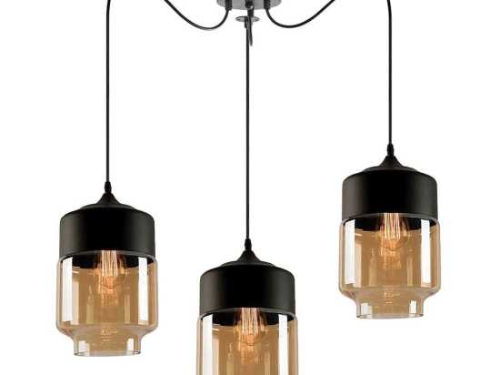 Φωτιστικό Οροφής Gaby 77-8793 50x50x300cm 3xE27 60W Black-Honey Homelighting