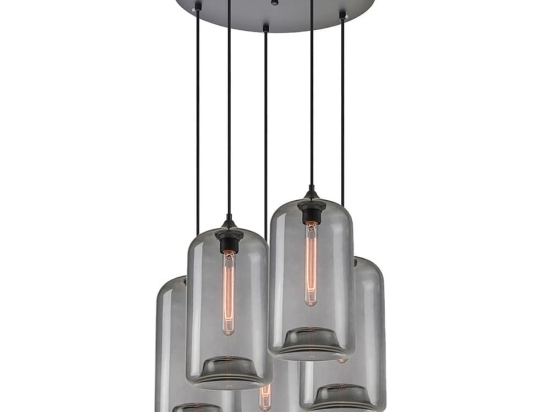 Φωτιστικό Οροφής Feint 77-8785 45x45x150cm 5xE27 60W Black-Smoke Homelighting