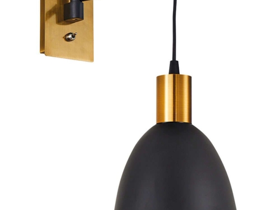 Φωτιστικό Τοίχου - Απλίκα Adept 77-8360 16x28x36cm 1xE27 60W Black-Gold Homelighting