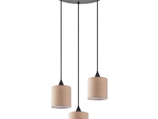 Φωτιστικό Οροφής Κρεμαστό Adept 77-9020 35x300cm 3xE27 60W Brown Homelighting Μέταλλο,Ύφασμα