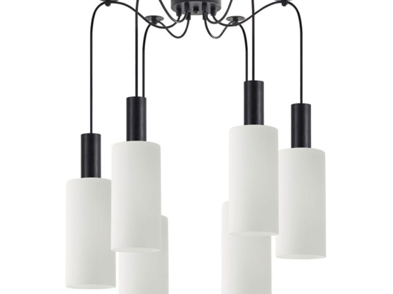 Φωτιστικό Οροφής Κρεμαστό Adept Tube 77-8562 12x300cm 6xE27 60W Black-White Homelighting Μέταλλο,Γυαλί