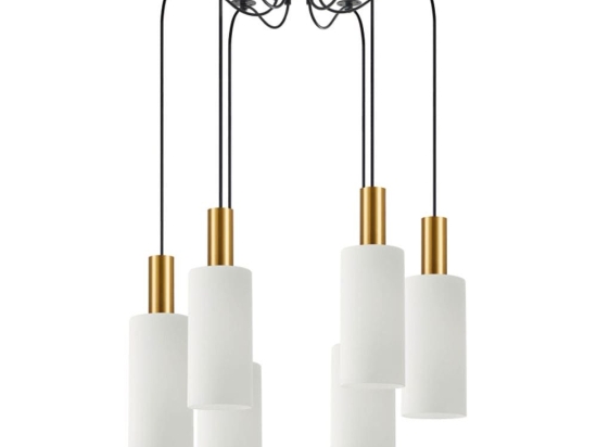 Φωτιστικό Οροφής Κρεμαστό Adept Tube 77-8653 12x300cm 6xE27 60W Gold-White Homelighting Μέταλλο,Γυαλί