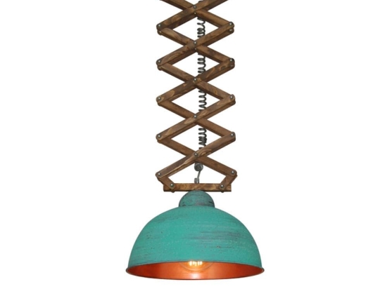 Φωτιστικό Οροφής Κρεμαστό Up-Down Worn 77-3094 38x100cm E27 60W Copper-Green Cement Homelighting Μέταλλο