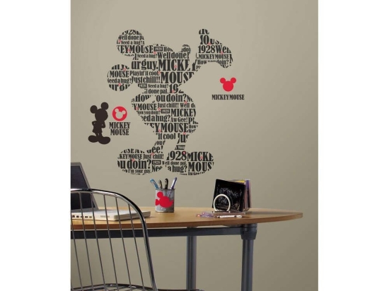 Αυτοκόλλητα Τοίχου Mickey Με Γράμματα RΜΚ2073 Black-Red Roommates