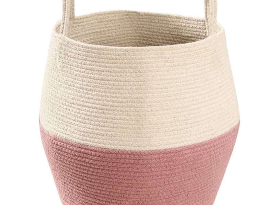 Καλάθι Αποθήκευσης με Χειρολαβές Zoco LOR-BSK-ZOCO-ASH Ash Rose-Natural 30X30Χ35Cm Lorena Canals Βαμβάκι