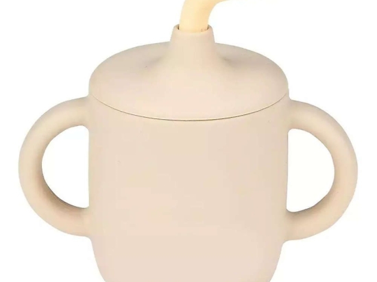 Ποτηράκι Με Καλαμάκι N875301 13x6x13,5cm Σιλικόνης Cream Nattou Σιλικόνη