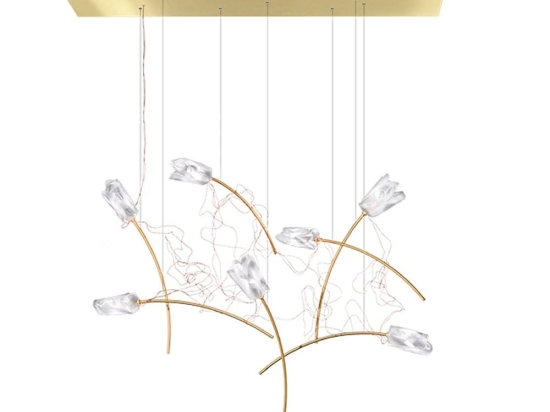 Φωτιστικό Οροφής - Ράγα Tulip 7 Linear Gold Slamp