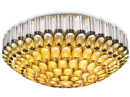 Φωτιστικό Οροφής - Πλαφονιέρα Odeon 102x102x42cm 12xE27/1xLed 12W/6,5W Clear-Gold Slamp